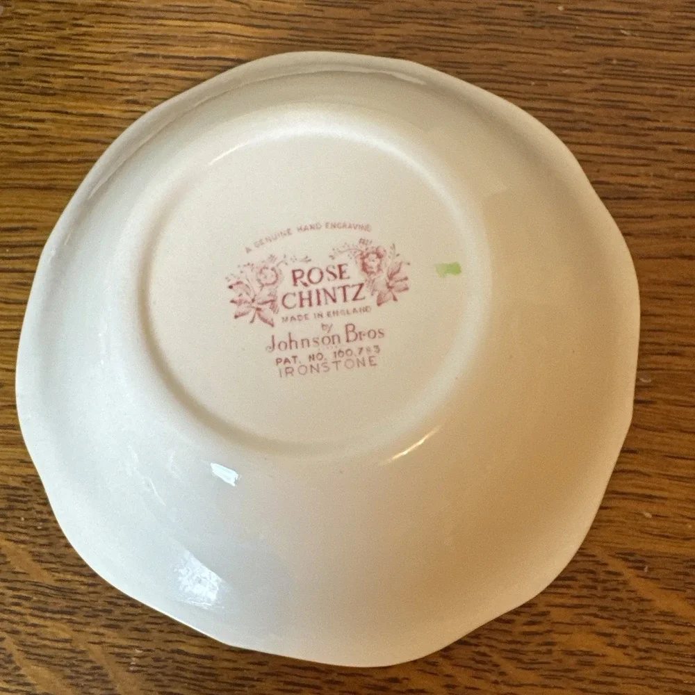 Vintage Johnson Brothers Rose Chintz Square Cereal Bowl Set Of 4